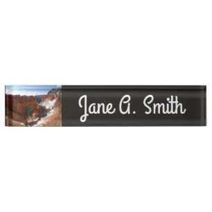Bryce Canyon Natural Bridge Snowy Landscape Photo Nameplate