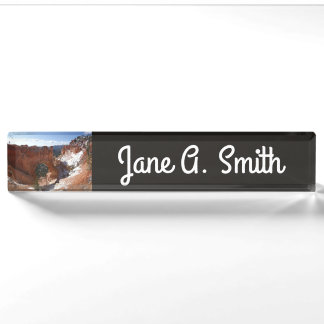 Bryce Canyon Natural Bridge Snowy Landscape Photo Nameplate