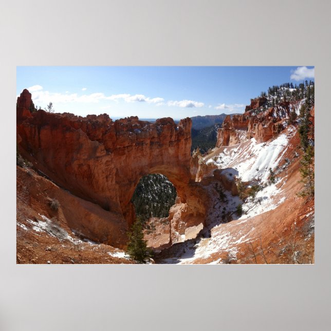 Bryce Canyon Natural Bridge Snowy Landscape Photo Poster (Front)