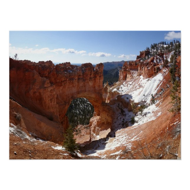 Bryce Canyon Natural Bridge Snowy Landscape Photo Poster (Front)