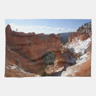 Bryce Canyon Natural Bridge Snowy Landscape Photo Tea Towel