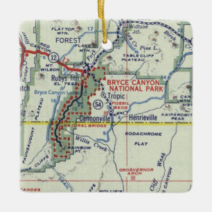 Bryce Canyon Retro Map Ceramic Ornament