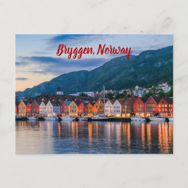 Bryggen Bergen Norway stylised Postcard (Front)