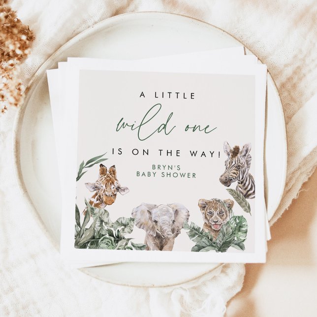 BRYN Cute Jungle Safari Baby Animal Baby Shower Napkin (Creator Uploaded)