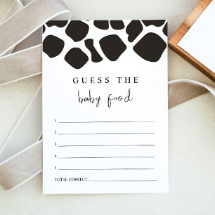 BRYNDLE Modern Cow Print Guess the Baby Food Game Invitation