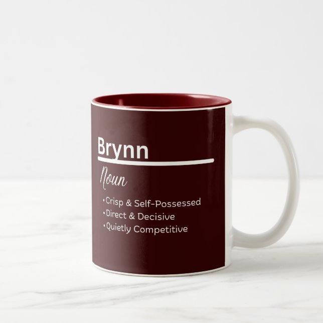 Brynn Girl Name Definition Personalized Two-Tone Coffee Mug (Right)