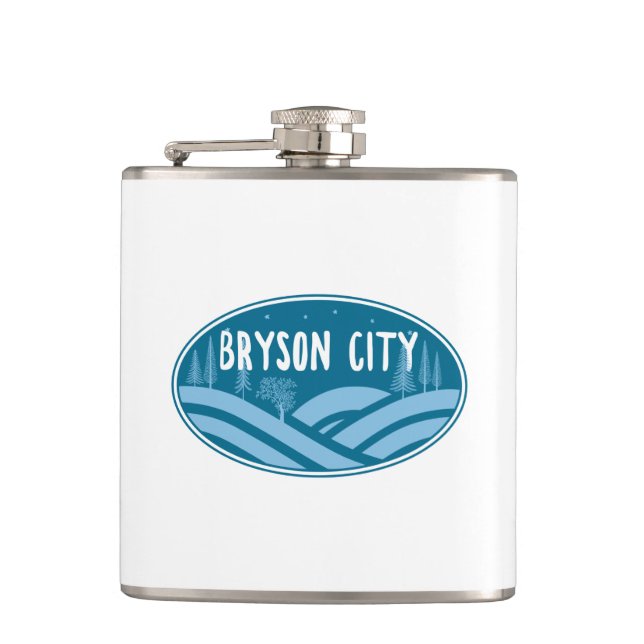 Bryson City North Carolina Outdoors Hip Flask (Front)