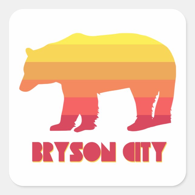 Bryson City North Carolina Rainbow Bear Square Sticker (Front)