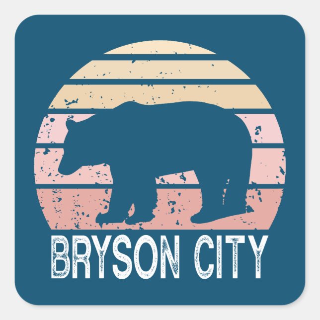 Bryson City North Carolina Retro Bear Square Sticker (Front)