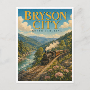 Bryson City North Carolina Steam Railroad GeoSaga Postcard