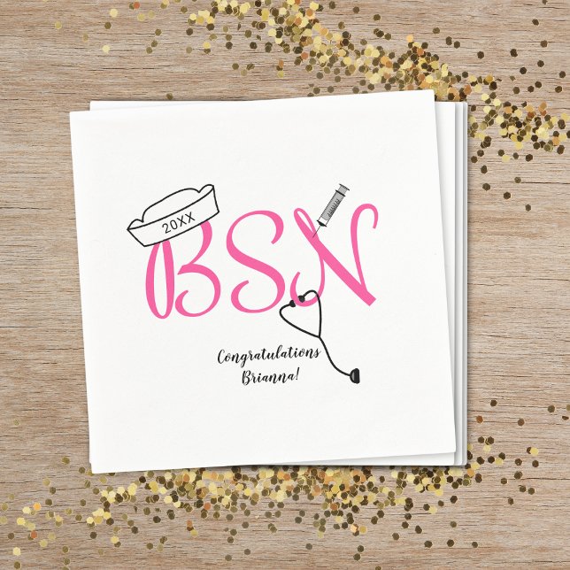 BSN nurse graduation dinner party decor Napkin (Creator Uploaded)