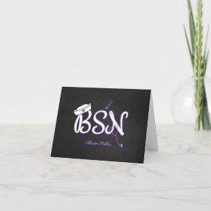 BSN purple thank you cards, nurse graduation Card