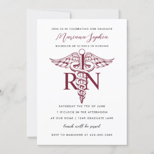 BSN RN Nurse Graduation Announcement Burgundy