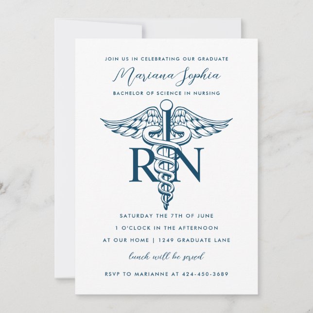 BSN RN Nurse Graduation Announcement Custom Colour (Front)