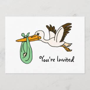 BT- Funny Stork Baby Shower Invitations