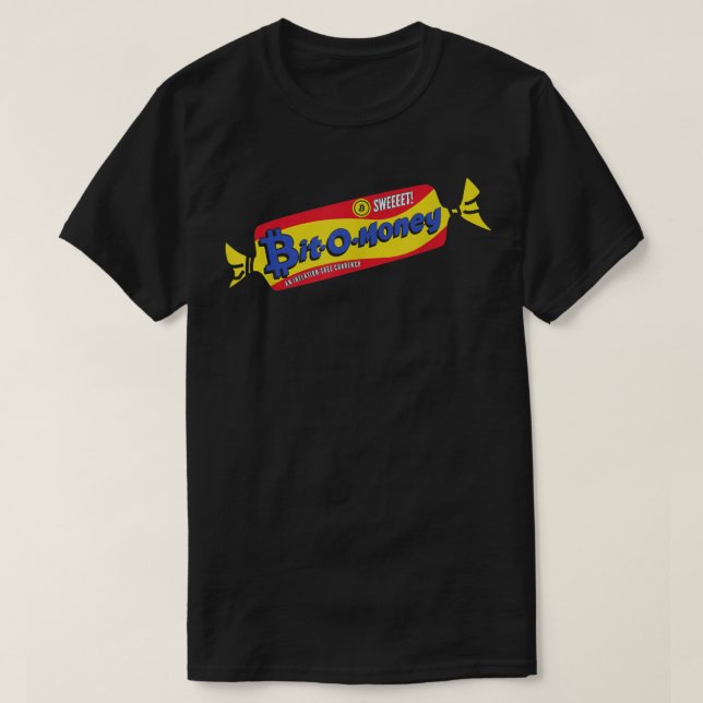 BTC BitOMoneyFunny Bitcoin Vintage Candy Parody  T-Shirt (Design Front)