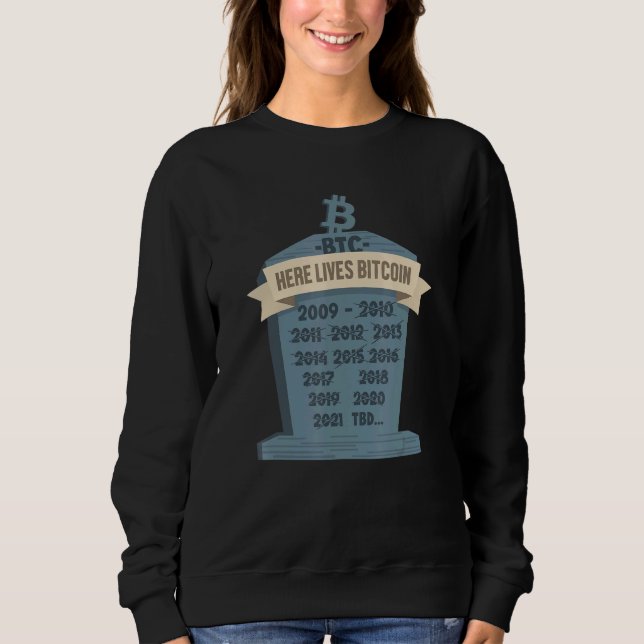 Btc Here Lives Bitcoin Cryptocurrency Blockchains  Sweatshirt (Front)