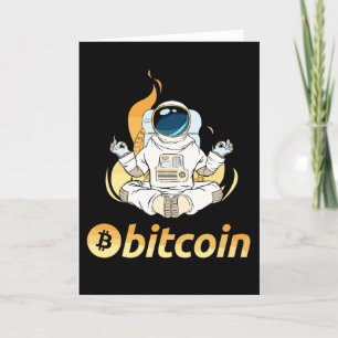 BTC Yoga Astronaut - Bit Me QR Code We Accept Btc Thank You Card