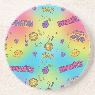 BTS Dynamite Disco Party Seamless Pattern Coaster