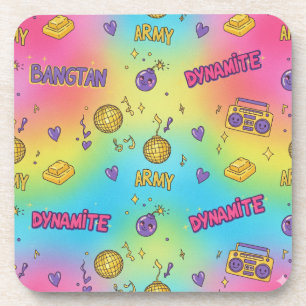 BTS Dynamite Disco Party Seamless Pattern Coaster