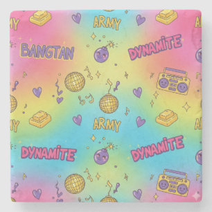 BTS Dynamite Disco Party Seamless Pattern Stone Coaster