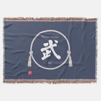 Bu 武– Japanese Warrior Spirit Kanji Throw Blanket
