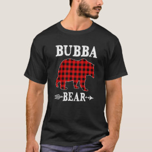 Bubba Bear Christmas Pajama Red Plaid Buffalo Fami T-Shirt