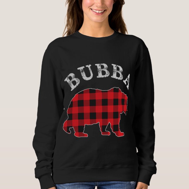BUBBA Bear RED Black Buffalo Plaid Mama Checkerboa Sweatshirt (Front)
