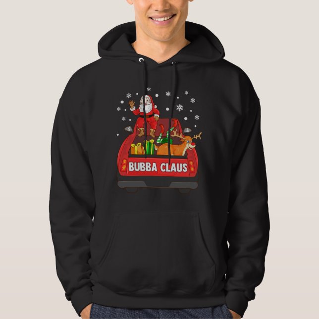 Bubba Claus Red Truck Santa Reindeer Elf Christmas Hoodie (Front)