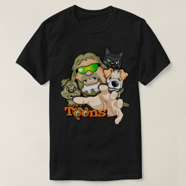Bubba, Frodo, Nate and Simba the Cat T-Shirt (Design Front)