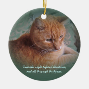 Bubba the Orange Tabby Tomcat Christmas Ornament
