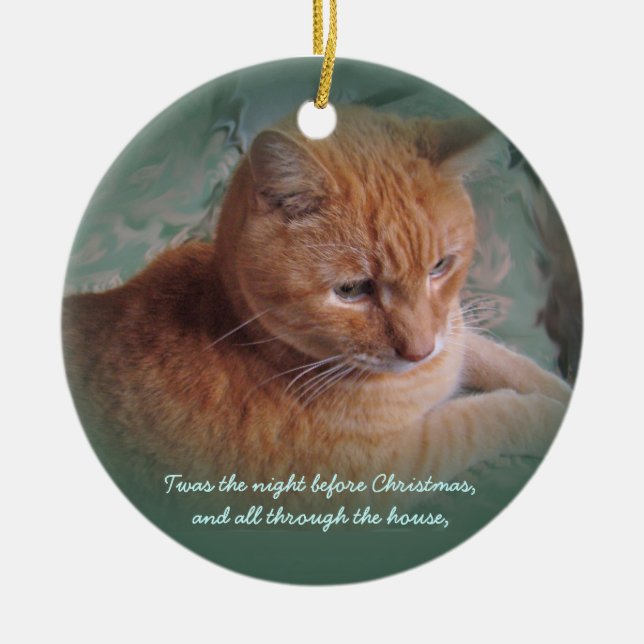 Bubba the Orange Tabby Tomcat Christmas Ornament (Front)