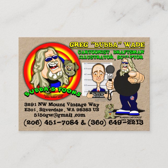 BUBBA'S TOONS BUSINESS CARD (Front)