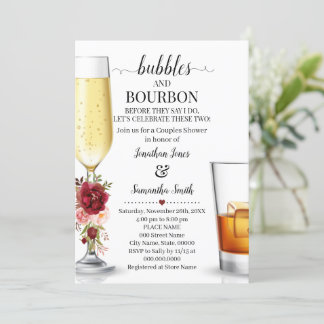 Bubbbles & Borboun before I do engagement marsala Invitation