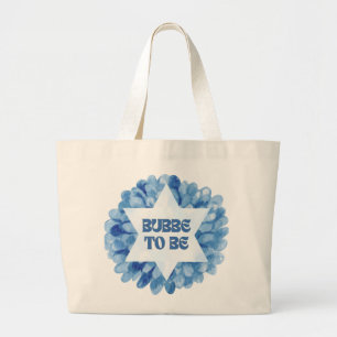 "Bubbe to Be" Funny New Jewish Grandma Watercolor Large Tote Bag
