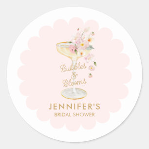 Bubble and Blooms Bridal Shower Favour Classic Round Sticker