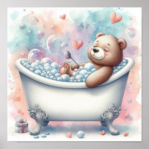 Bubble Bath Bear Poster
