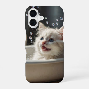 Bubble Bath Cat iPhone 16 Case