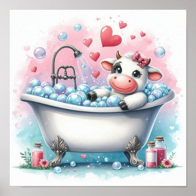 Bubble Bath Cow Poster (Front)