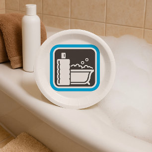 Bubble Bath Icon Relaxing Bathroom Spa Paper Plate