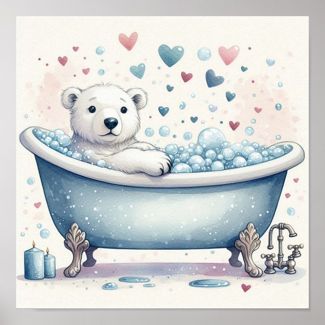 Bubble Bath Polar Bear Poster (Front)