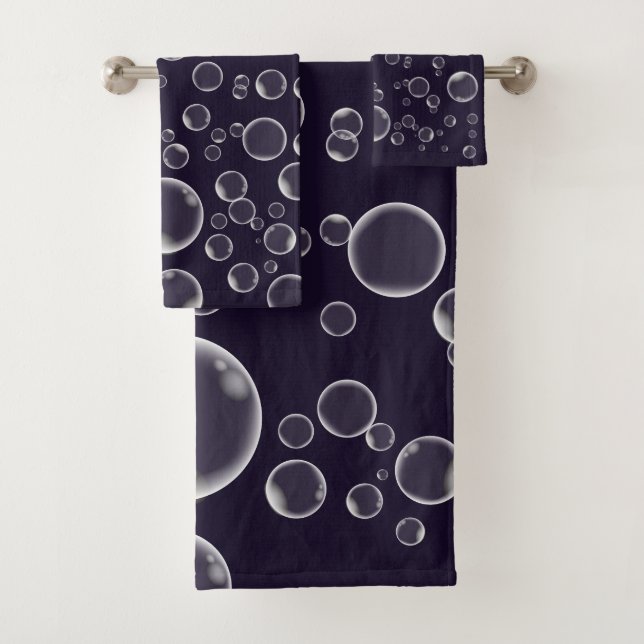 Bubble Bathroom Towel Set Floating Bubbles (Insitu)