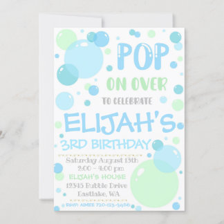 Bubble Birthday Invitation, Pop On Over Invitation
