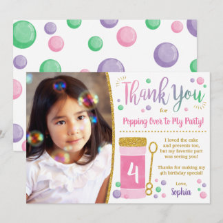 Bubble Birthday Thank You Card | Pink and Gold