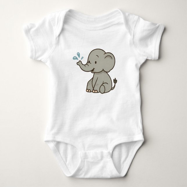 Bubble Blowing Elephant Baby Bodysuits T-shirt (Front)