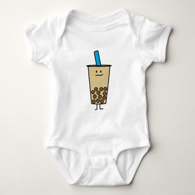 Bubble Boba Pearl Milk Tea Tapioca balls Baby Bodysuit (Front)