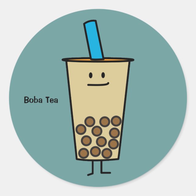 Bubble Boba Pearl Milk Tea Tapioca balls Classic Round Sticker (Front)
