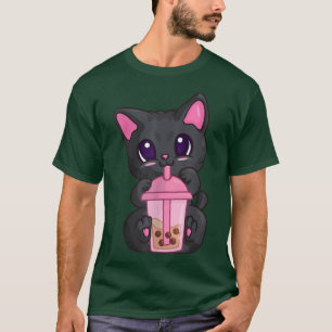 Bubble Boba Tea For Girls Women, Kawaii Anime Neko T-Shirt