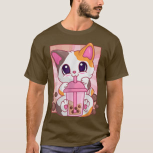 Bubble Boba Tea Girls Women, Anime Kawaii Maneki N T-Shirt