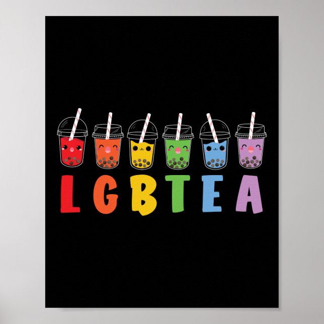 Bubble Boba Tea LGBTea LGBT Pride Rainbow Poster (Front)